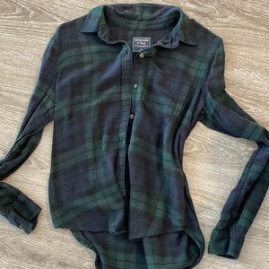 Green plaid button down